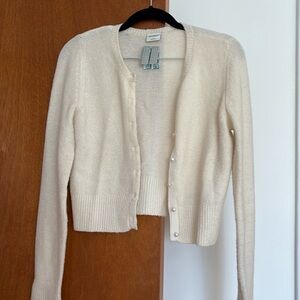 Cream soft cardigan with pearl buttons